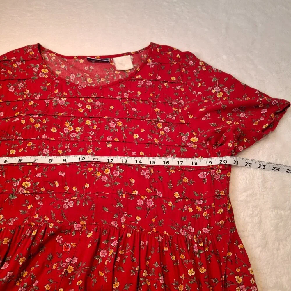 Erika & Co Floral Babydoll Maxi Summer Dress Sz L Boho Cottagecore Peasant - Picture 11 of 16